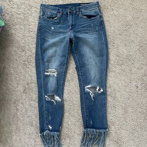 BLANK NYC Women's Medium Wash Mid-Rise Ankle Frayed Hem Distressed Jeans size 29